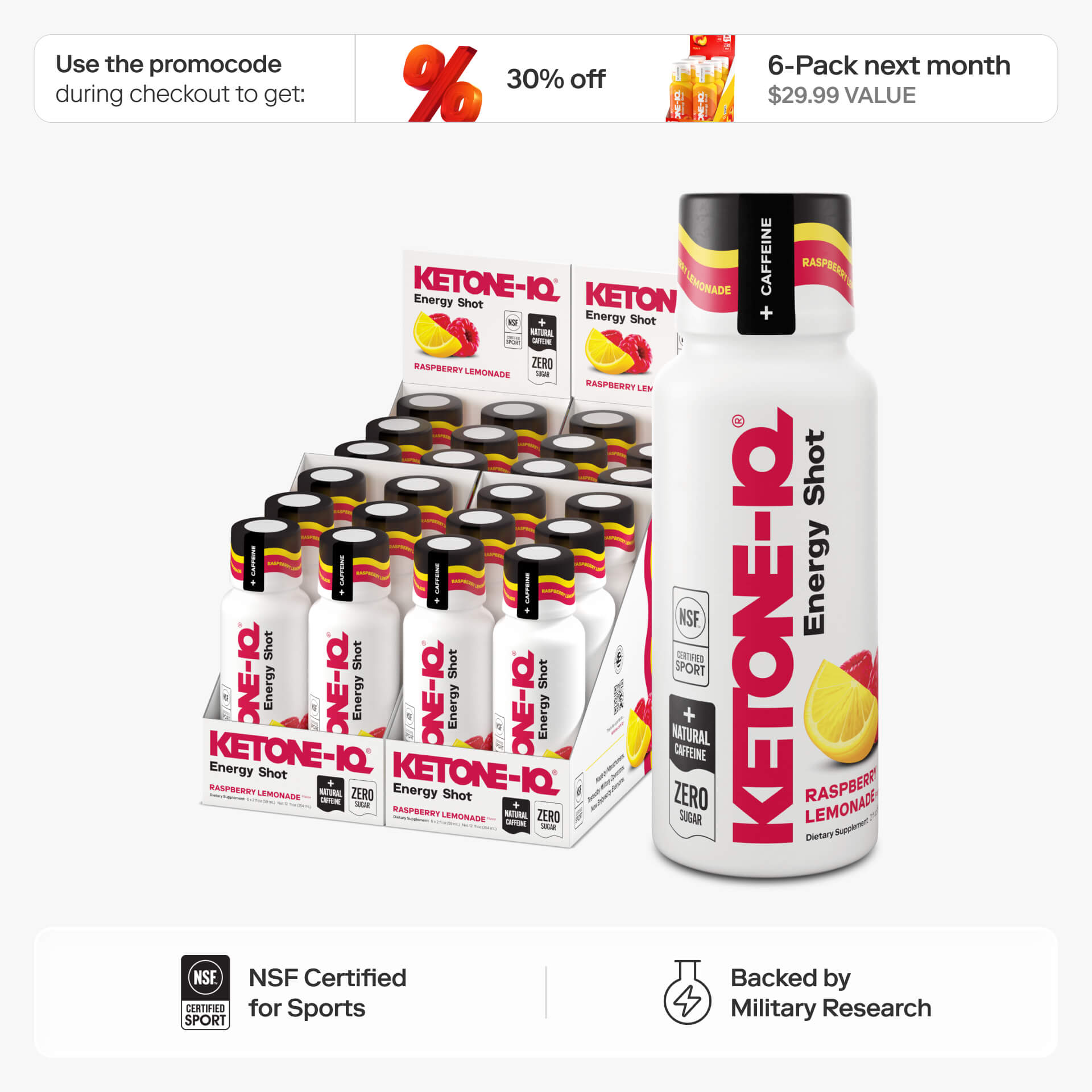 Ketone-IQ® +Caffeine Raspberry | Focus & Energy