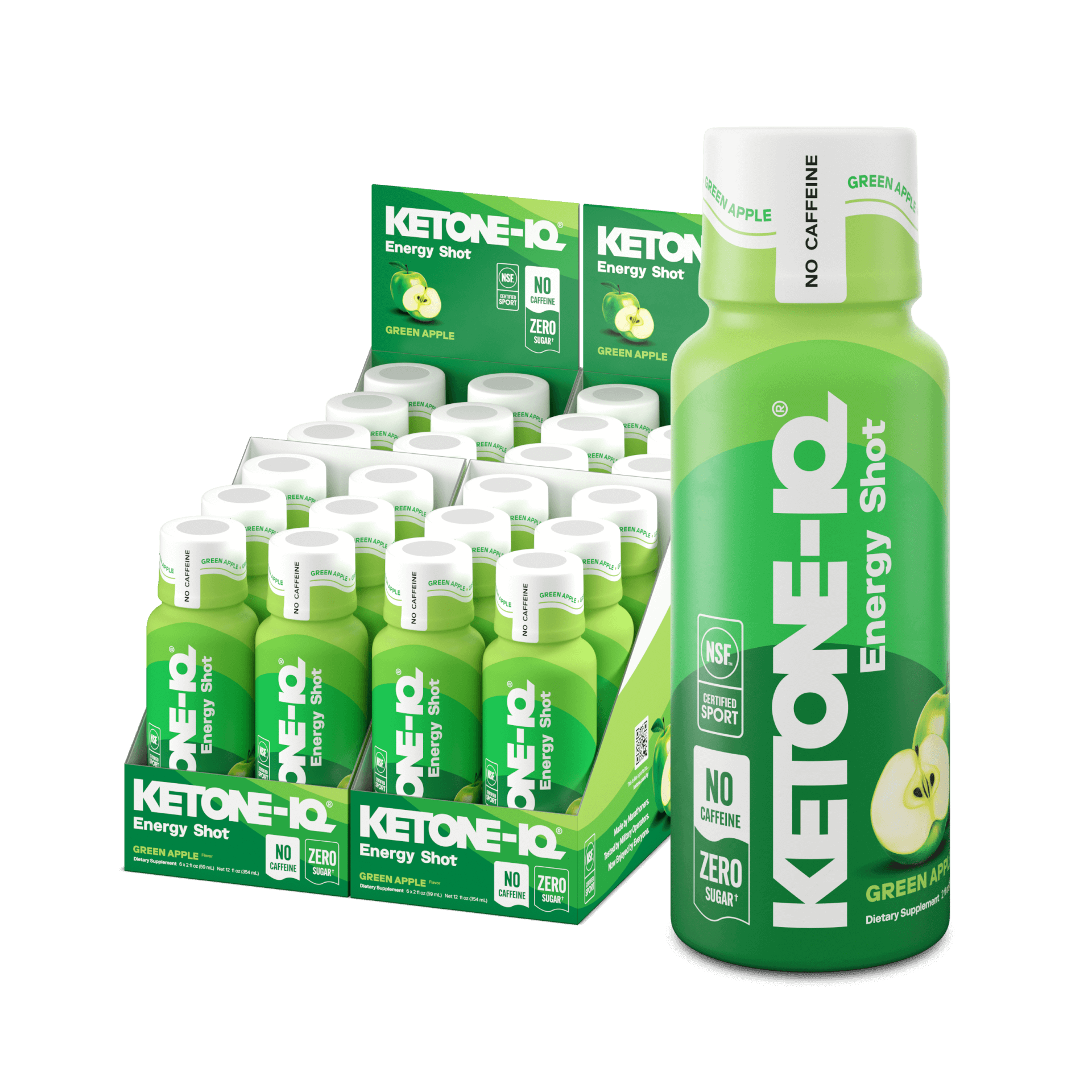 Ketone-IQ No Caffeine Shot Green Apple Ketone-IQ Shot Green Apple Base H.V.M.N. 24 Shots 