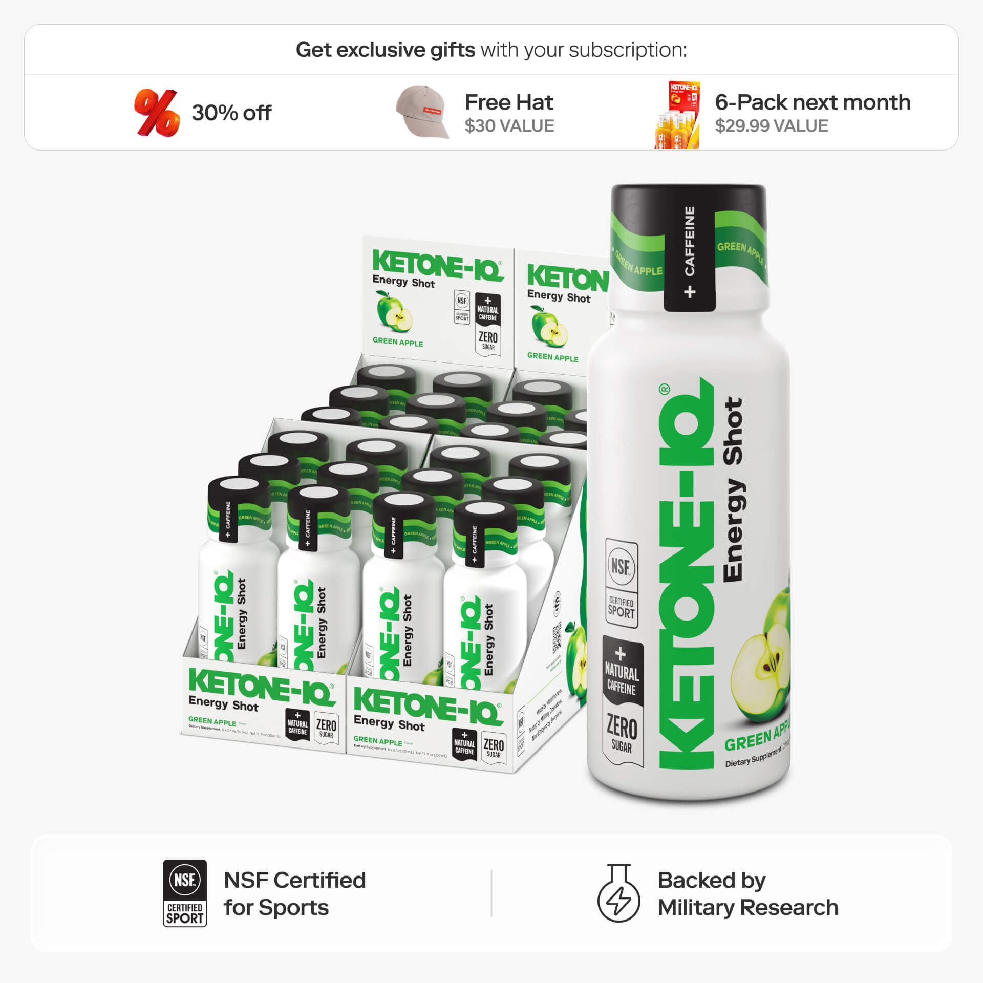 Ketone-IQ® +Caffeine Green Apple | Clean Energy Fuel